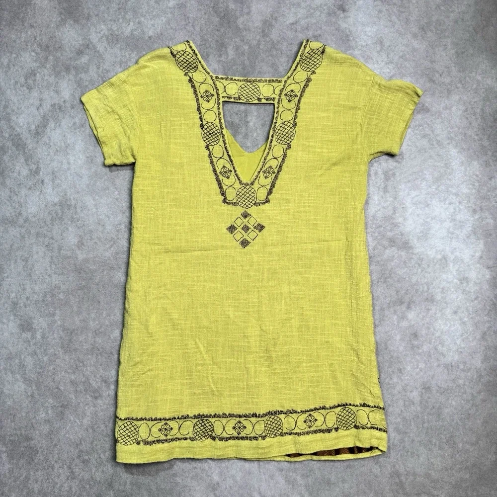 Free People Shift Tunic Dress Hippie Boho Y2K Small Green Lined